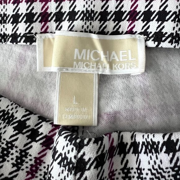 Michael Kors Point Pant W/ Elastic Waste Band in Plaid Size Large - Picture 2 of 5